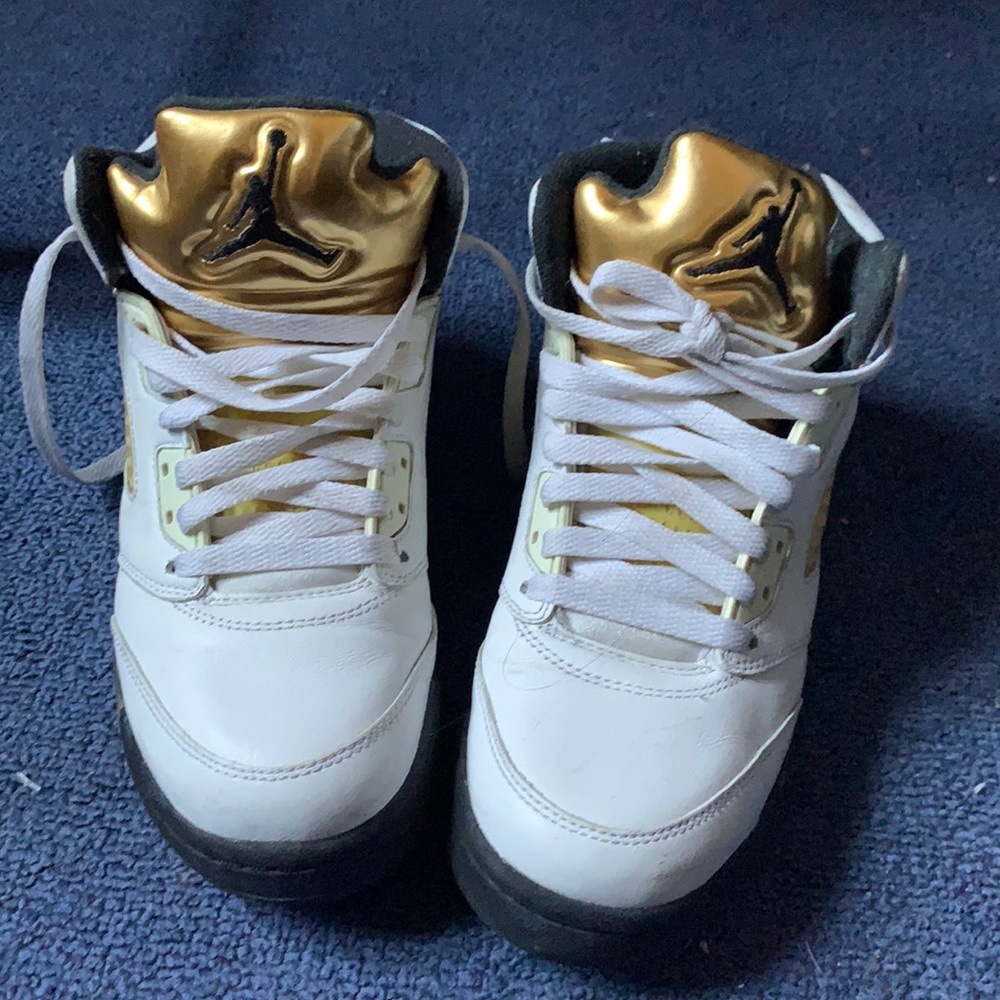 Olympic Jordan 5 white and gold